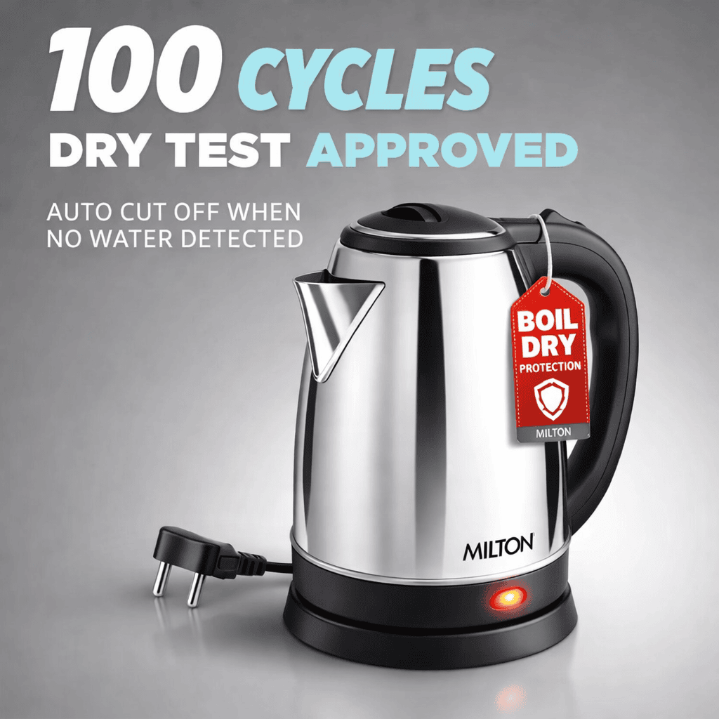 Milton Go Electro 1.5L Electric Kettle – Stainless Steel Body, Fast Boil, Silver Thumbnail 2
