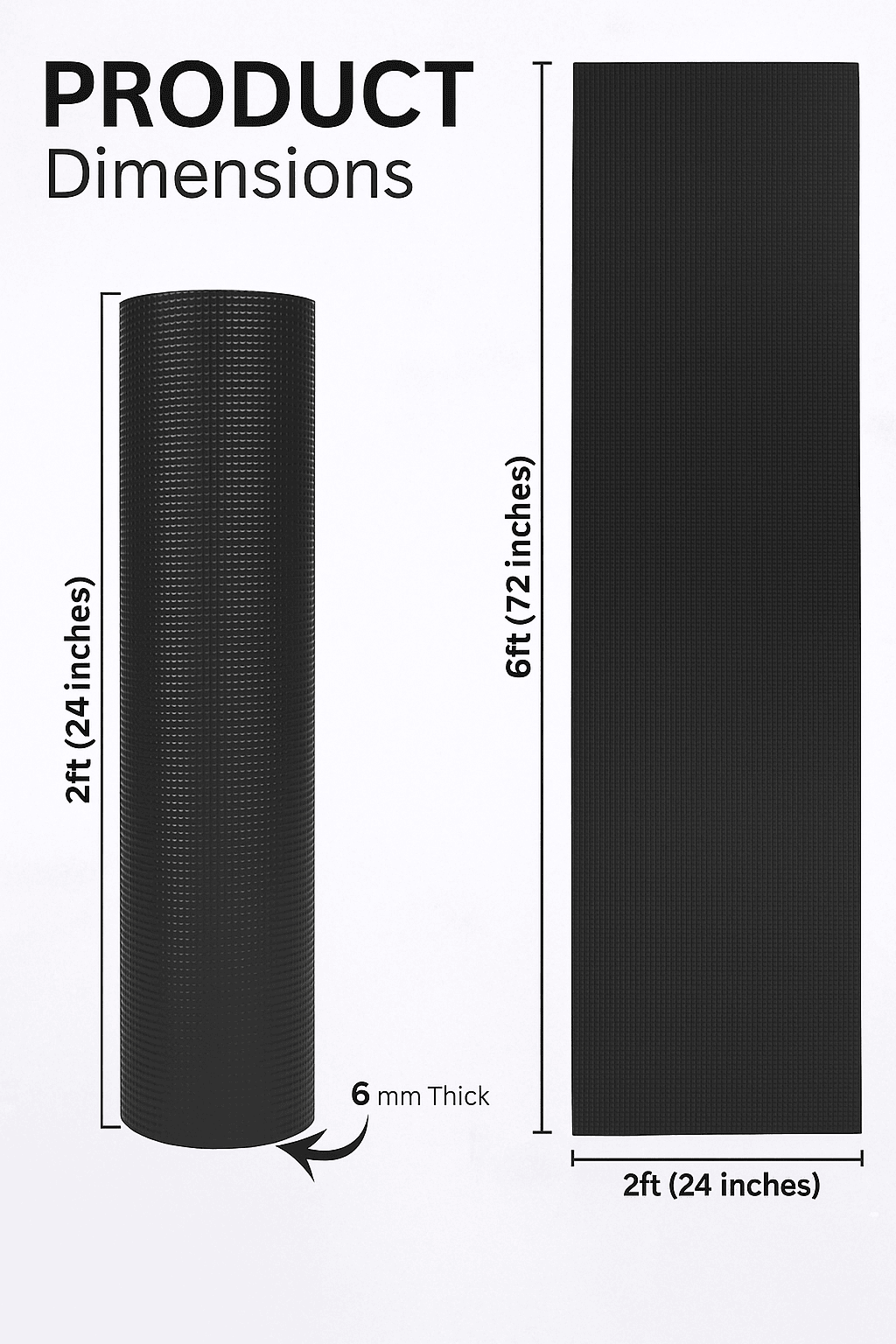 Quick Shel EVA Eco-Friendly Anti-Slip Yoga Mat for Home Workout, Exercise & Fitness – 6mm Thick with Carry Bag (Black) Thumbnail 3